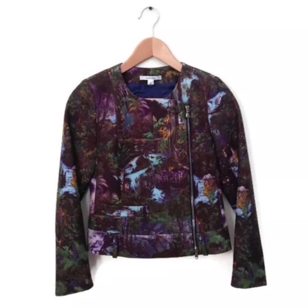 Carven Jacket Jungle Moto Tropical Havana Tree - Picture 2 of 8